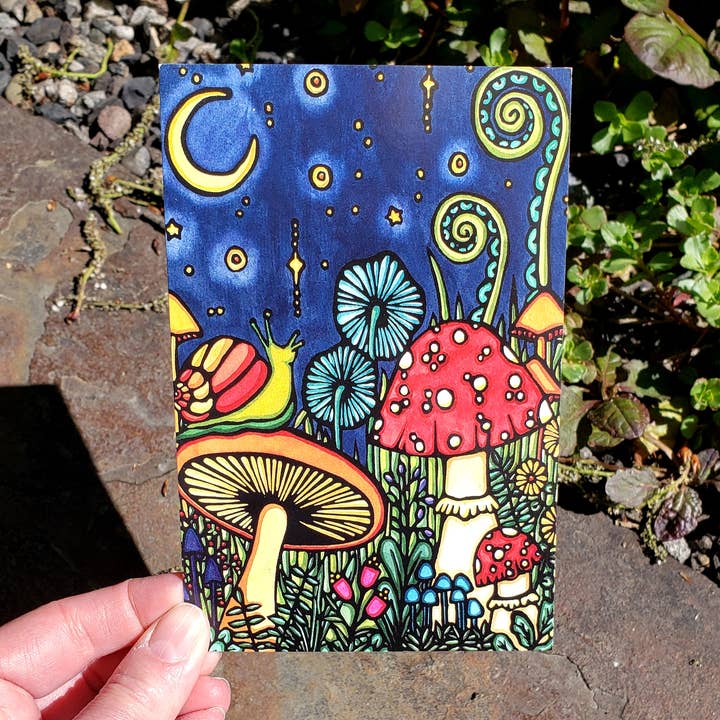 Postcard - Mushrooms for wholesale by Sarah Angst Art