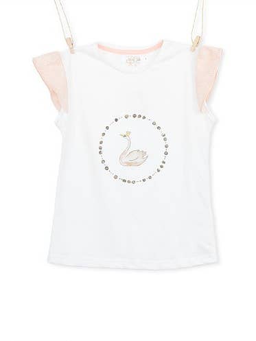 Swan T-shirt wit voor wholesale door Mary Tale