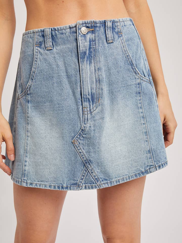 Bluivy - Wholesale Skirt – Women’s - WASHED A-LINE DENIM MINI SKIRT