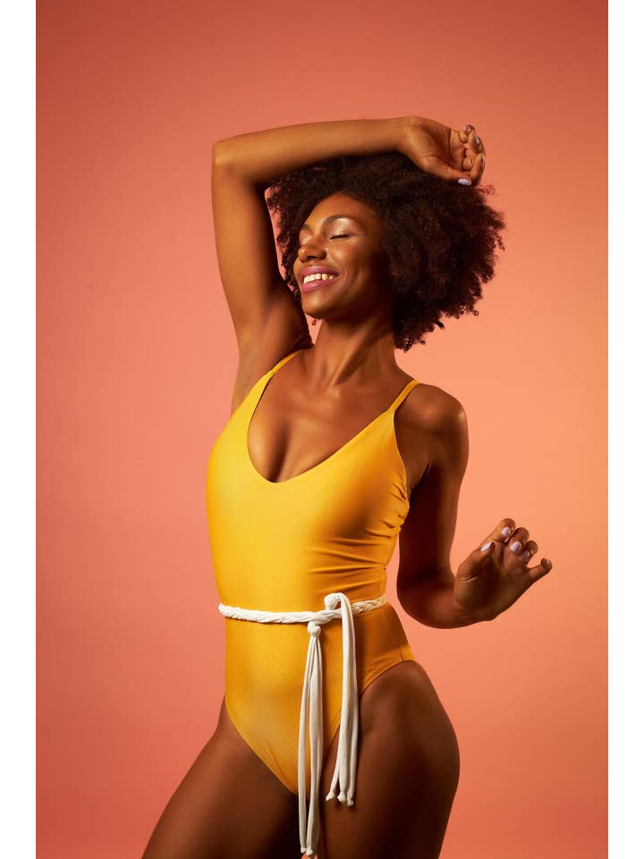 Paola Amador - Wholesale One Piece Swimsuit - Women's - Yellow Bodysuit1
