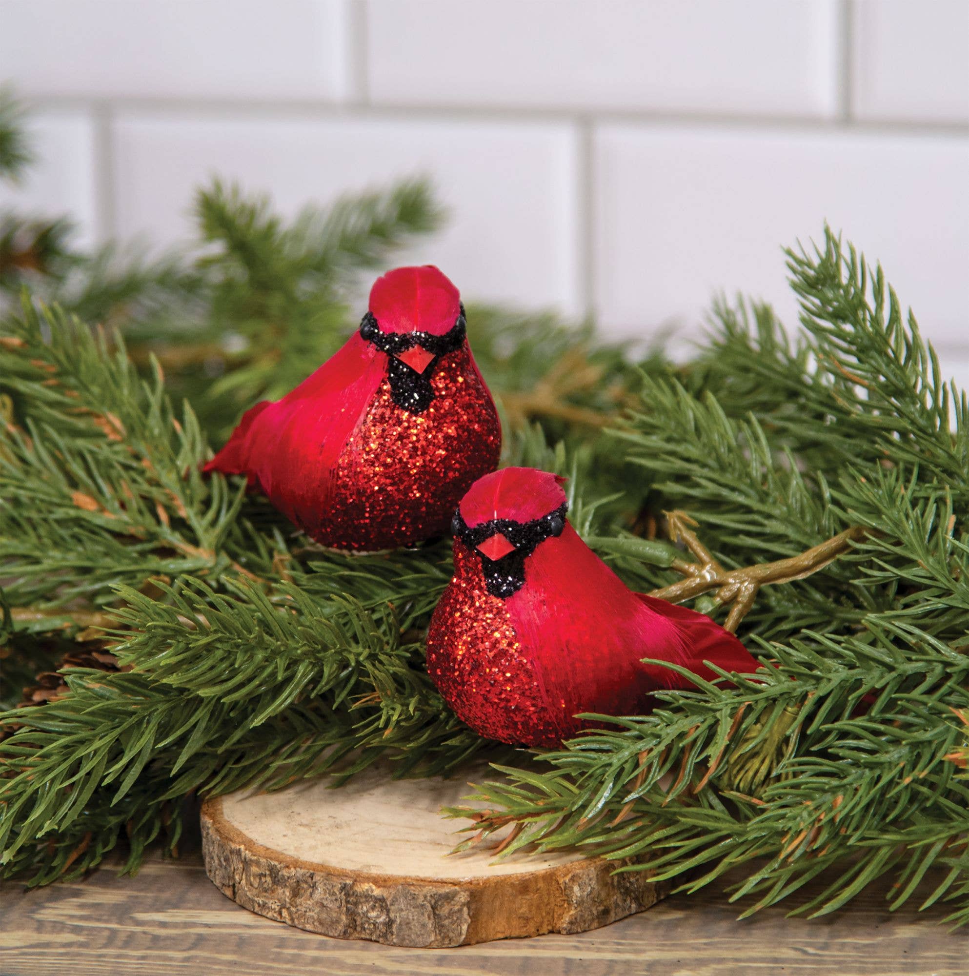 Bright Ideas - Wholesale Ornament Set - Christmas Cardinal Glittered Bird Clip Ornament 2 Asstd1