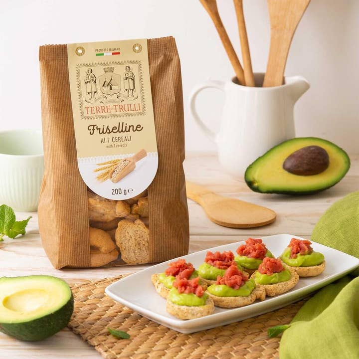 Terre dei Trulli – Crackers por atacado – Friselline Cozido com 7 Cereais 200g - Fabricado em Itália