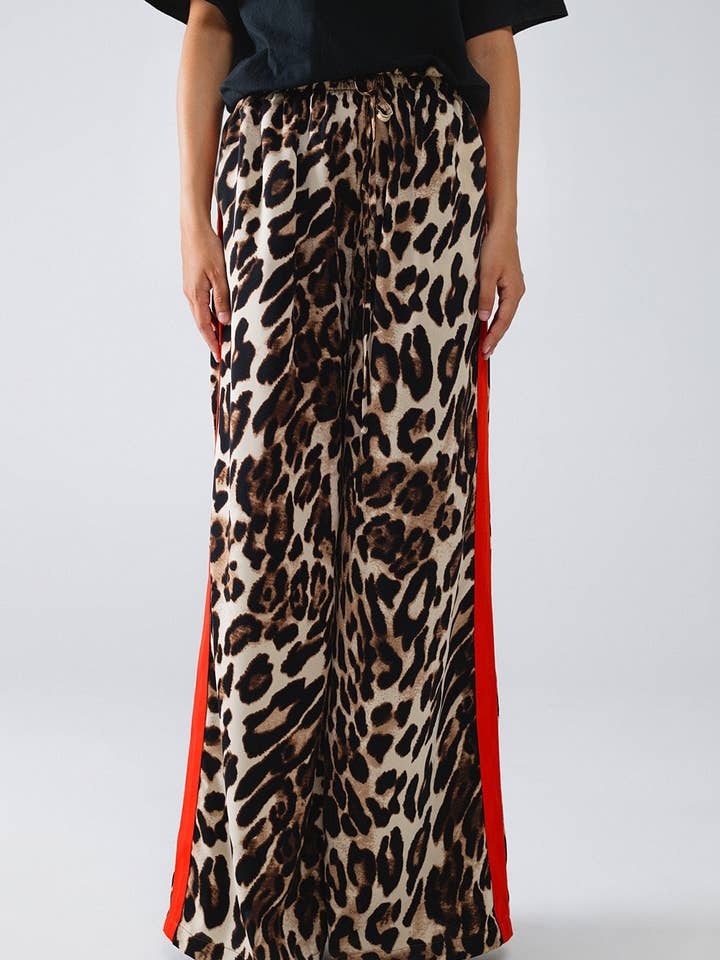 Wholesale Leopard Straight Pants With Red Stripes Down The Wholesale Leopard Straight Pants With Red Stripes Down The