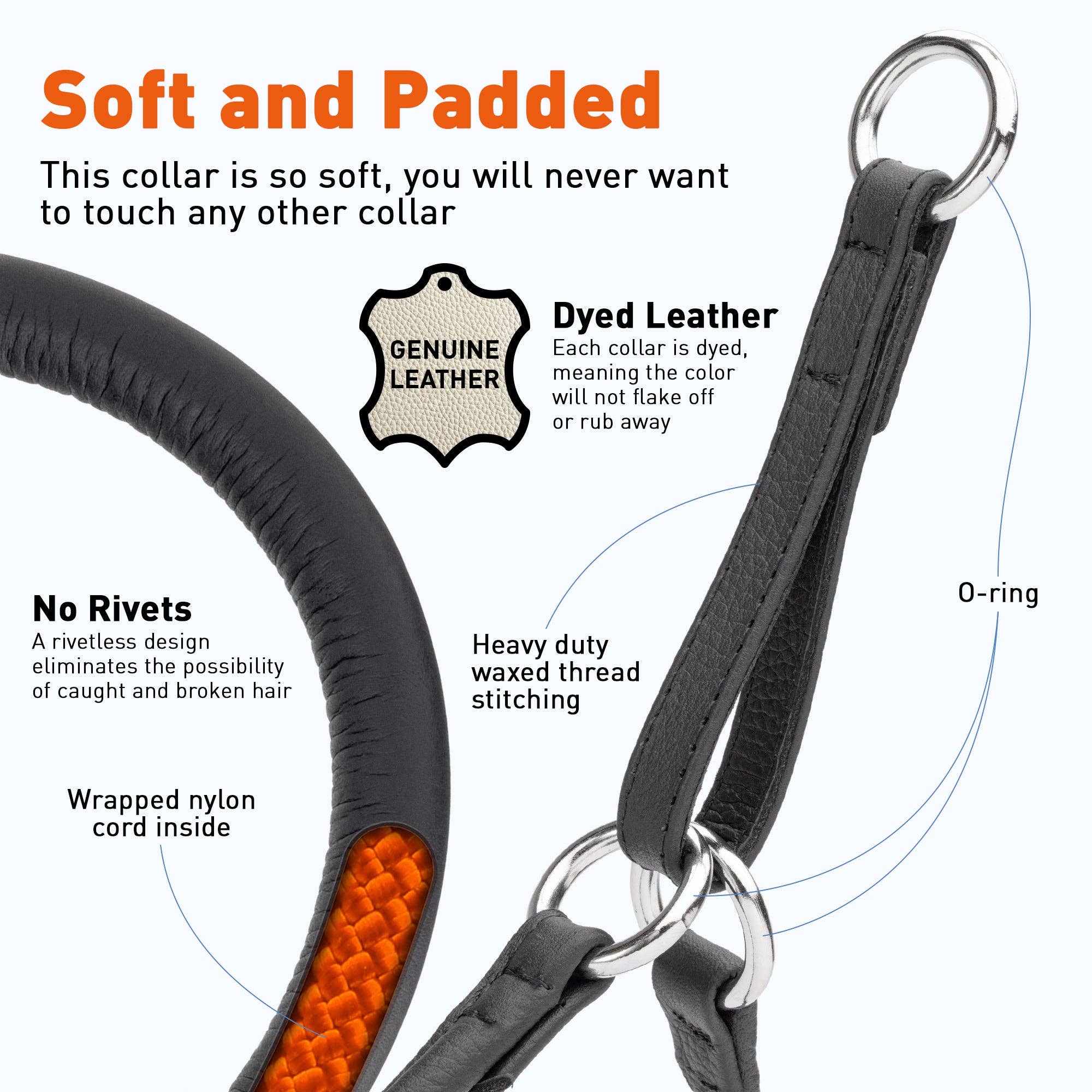 Dogline - Wholesale Pet Collar - Dog - Soft Leather Round Martingale Collar for Dogs12