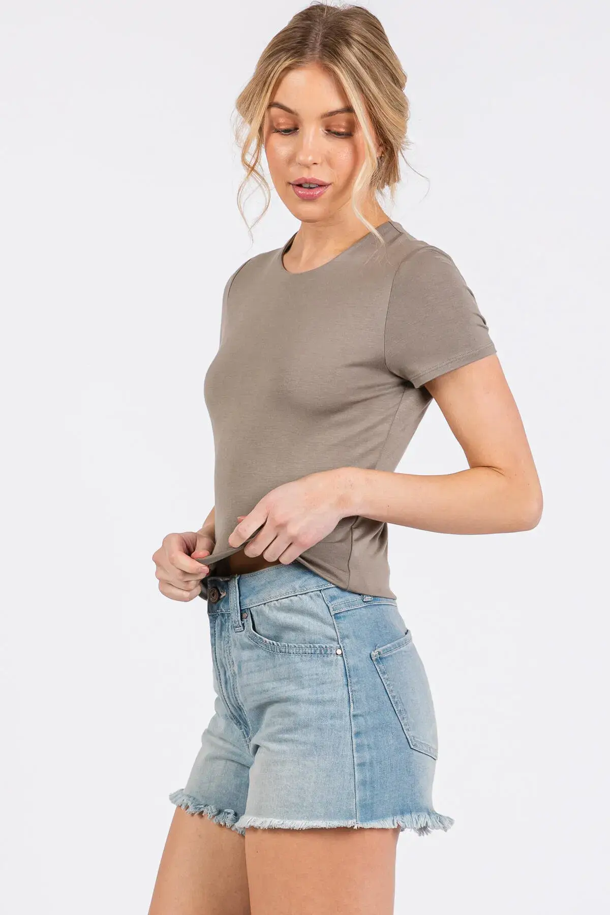 Final Touch - Wholesale Knit Top - Women's - Rayon Modal Basic Crop Top - T310735