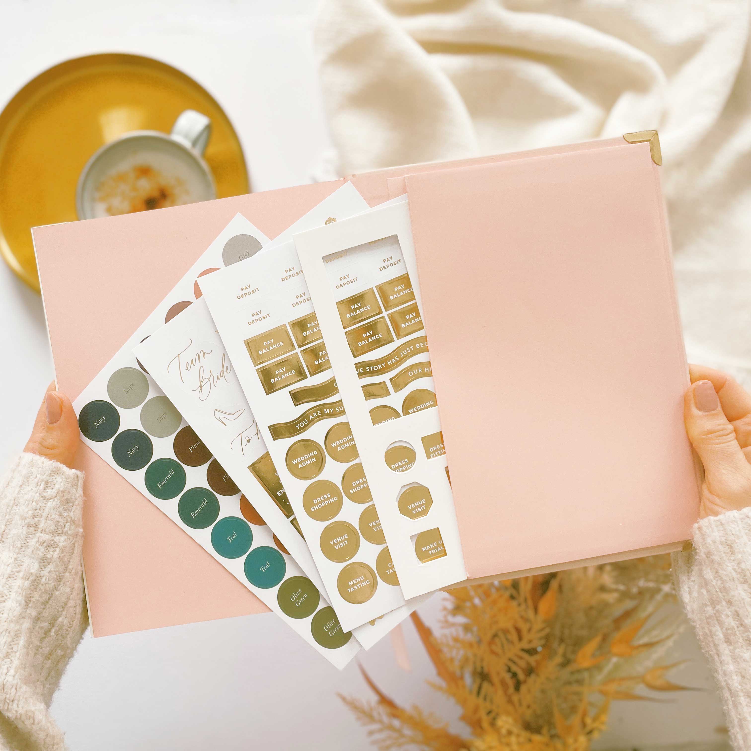 Blush And Gold – Agenda por atacado – Livro de organização de casamentos de luxo em folha de ouro e blush com G5