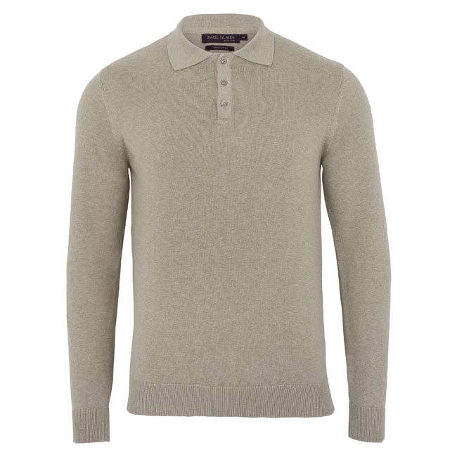 Paul James Knitwear – wholesale Polo – Men’s – Mens Lightweight Cotton Long Sleeve Knitted Polo Shirt41