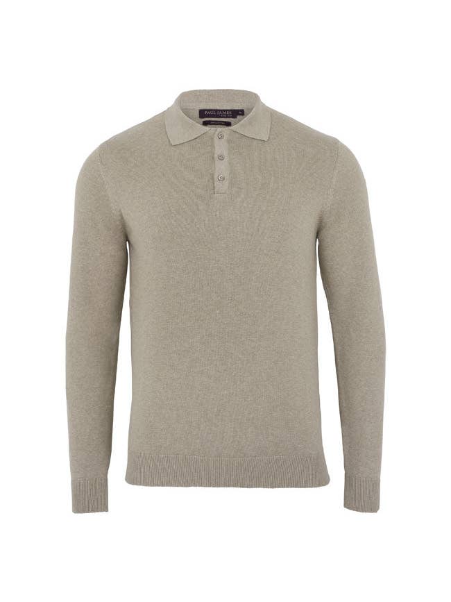 Paul James Knitwear – wholesale Polo – Men’s – Mens Lightweight Cotton Long Sleeve Knitted Polo Shirt41