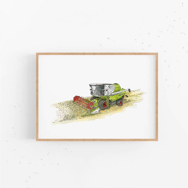 Harvester farm - poster | children's picture | vehicle print for wholesale by Funkenbunt