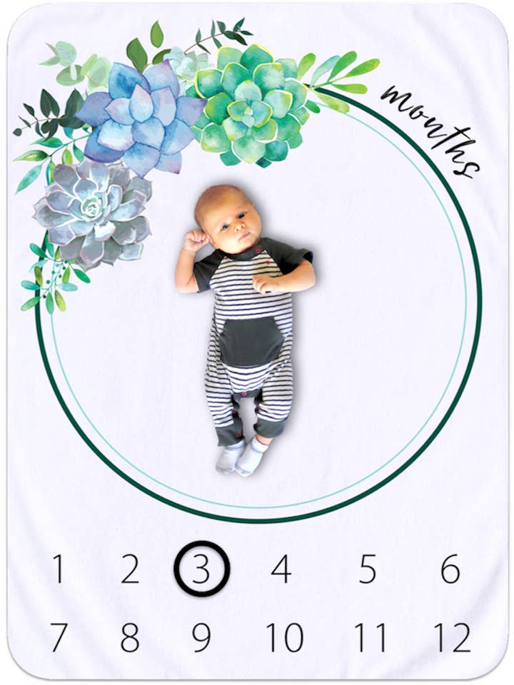 Nurture Bird – wholesale Milestone blanket – Child & baby – Simply Succulent Milestone Blanket