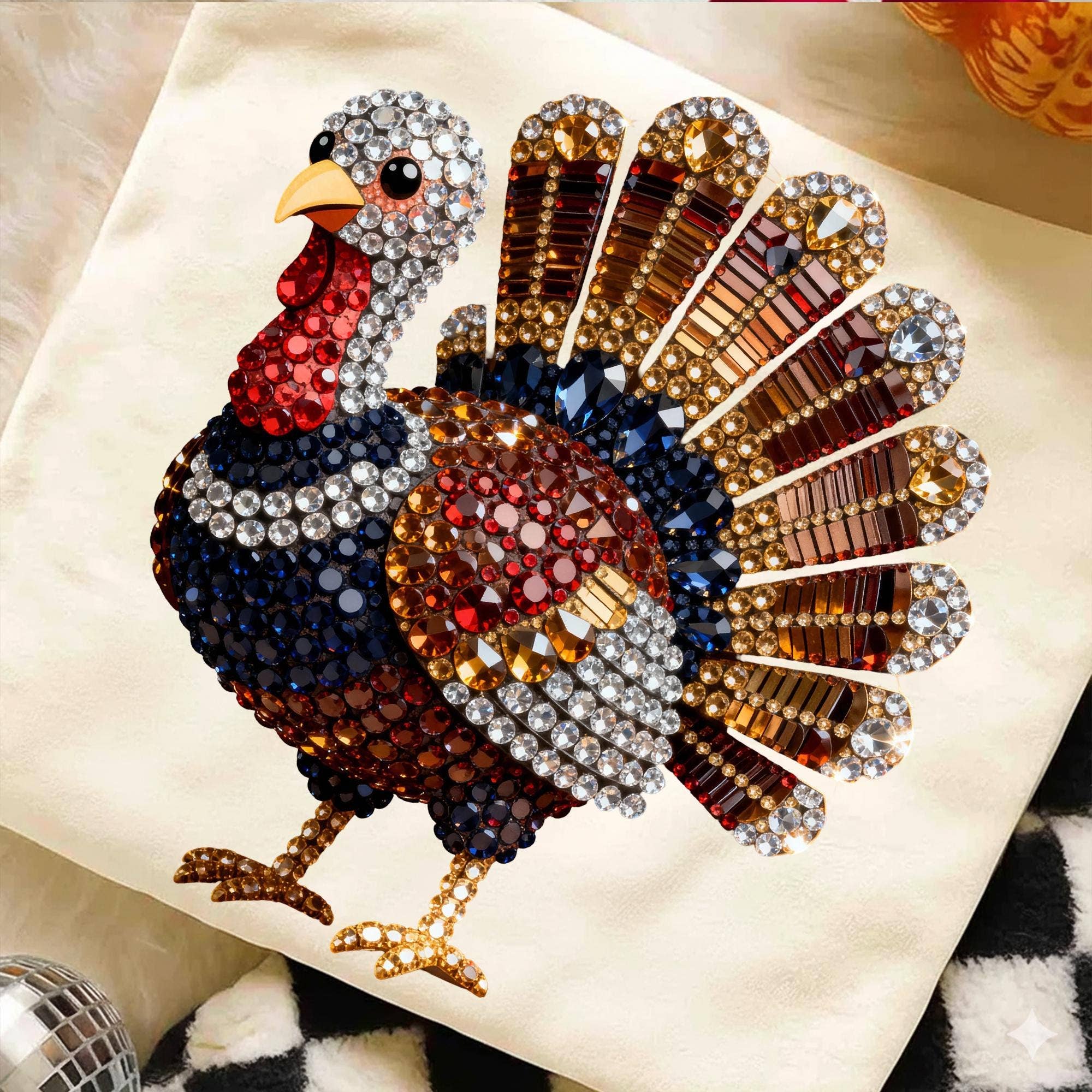 Glaime – wholesale T-shirt (graphic) – women's – Gemstone Turkey Comfort Colors Tee, Thanksgiving Sweater1