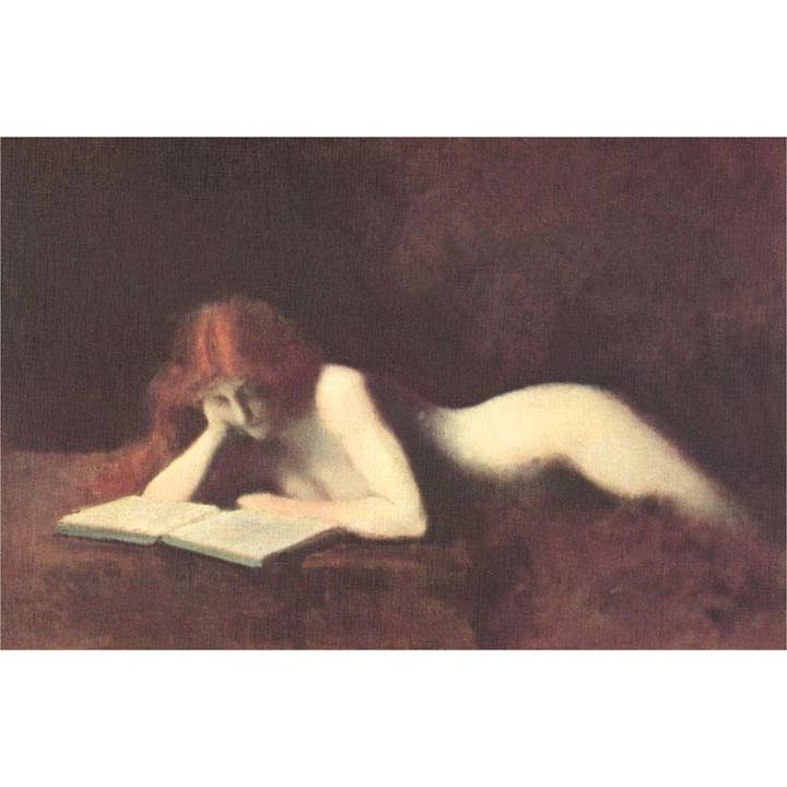 Found Image Press - Wholesale Art Print - Art Print LT-101 Nude Redhead Reading Book