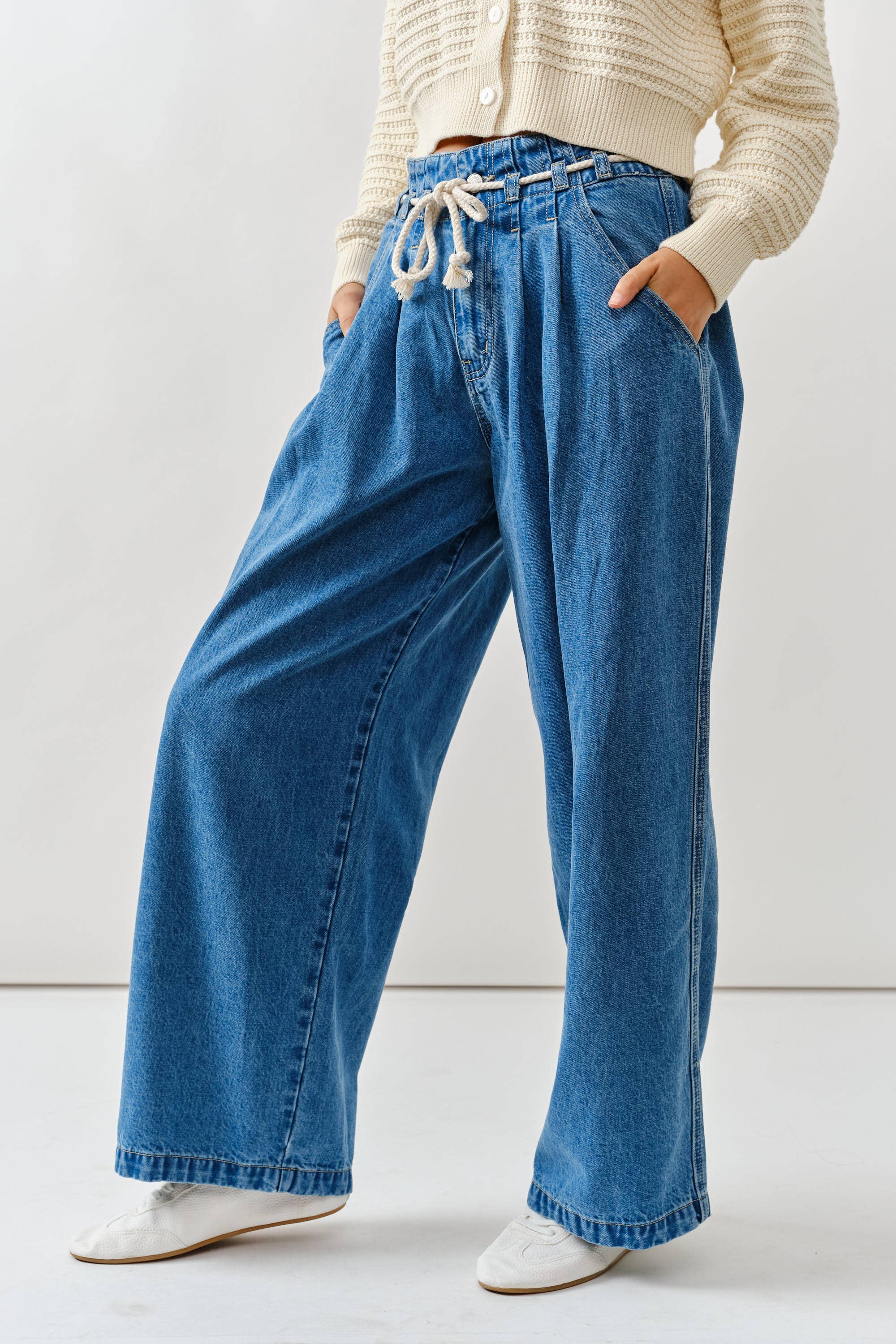 Aaron & Amber - Wholesale Pants - Women's - MAP3311 STRIPE WIDE LEG PANTS WITH ROPE BELT3