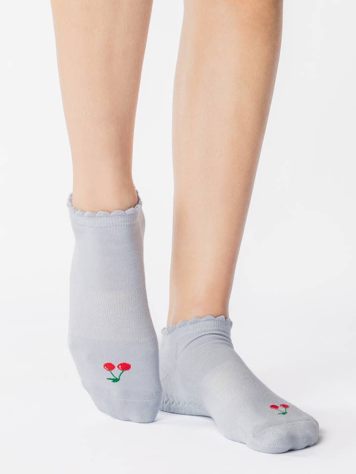 Women's Cherry Full Foot Grip Sock for wholesale by Pointe Studio
