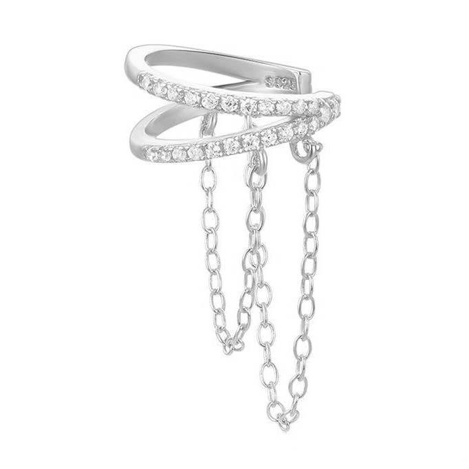 Double Chain Drop Ear Cuff for wholesale by Gold Trip