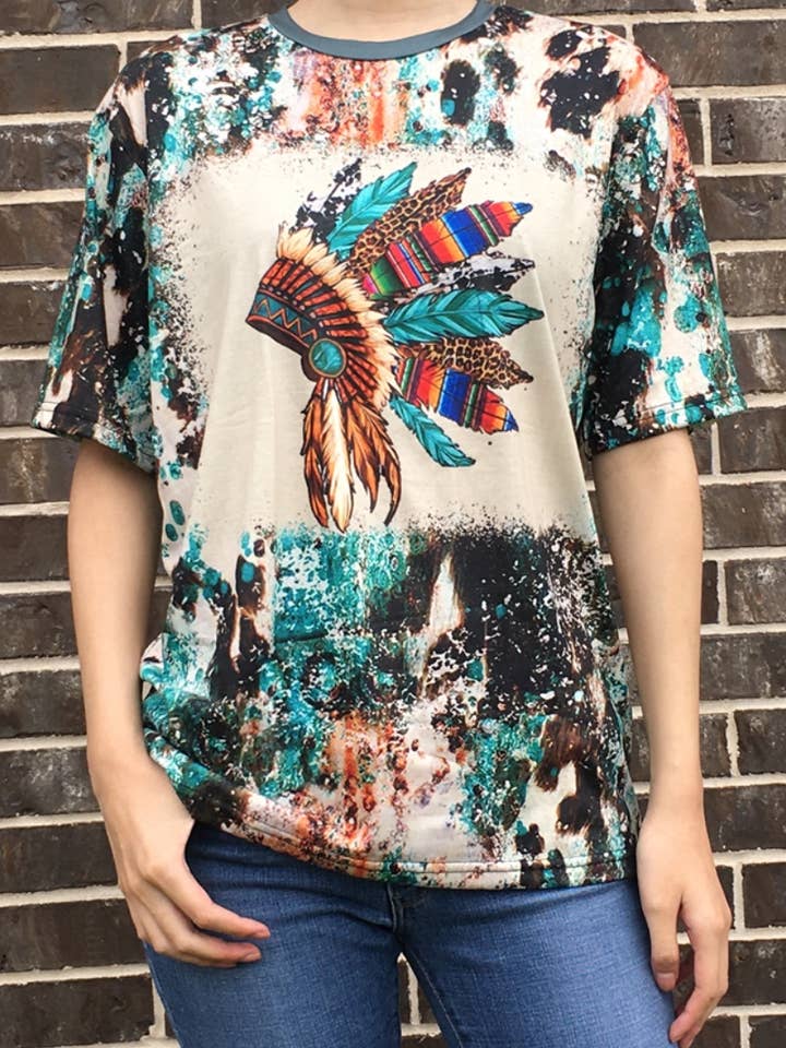 TRIBAL PRINT SHORT SLEEVE TOP for wholesale by DESHENG ENTERPRISE