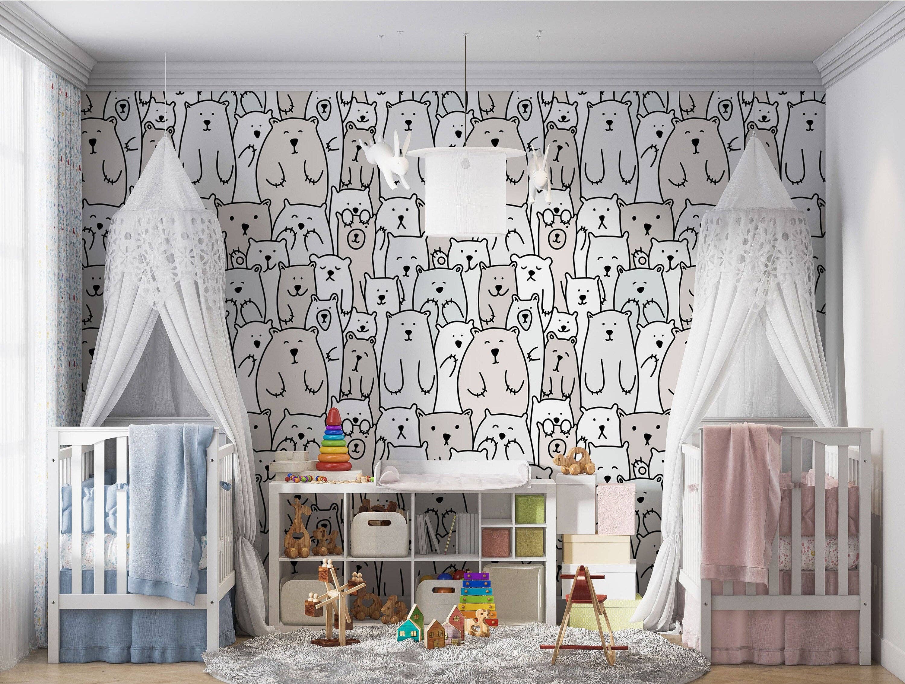 Hello Beautiful Designs – wholesale Wallpaper – Boho Bear Wallpaper Boho Kids Room Decor Neutral Nursery Boho Decor Boho Wallpaper Teddy Bear Boho Children Room Boho Minimal Bear Wallpaper3