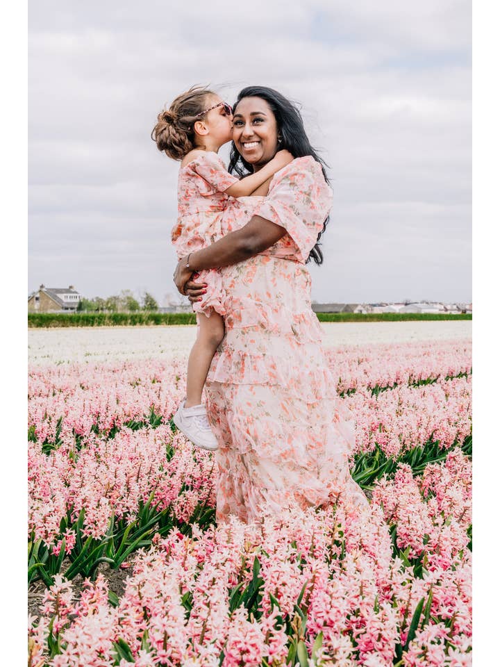 Floral Orange Pink Faith Dress for wholesale on Faire