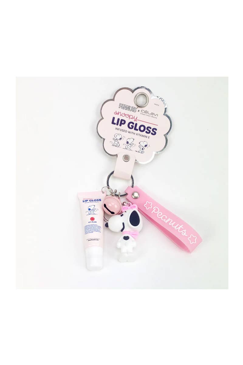 PINEAPPLE Beauty - Wholesale Lip-gloss - Celavi P46016 Icy Plum Snoopy Lip Gloss w/ Keychain - 12pc4