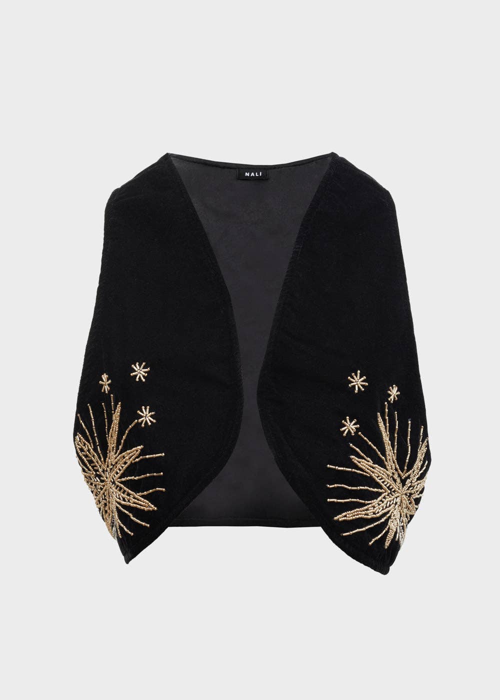 NALI' - Wholesale Outerwear Vest - Women’s - SHORT GILET VELVET + EMBROIDERY BLACK - N61