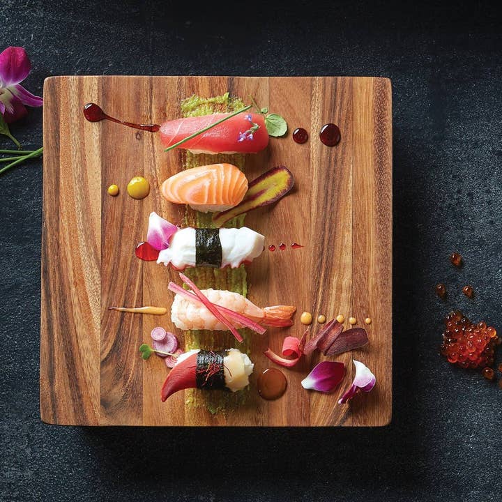 Fox Run Brands - Wholesale Serving Tray - Ironwood Kyoto Sushi Stand, Acacia, 10" x 10" x 2"