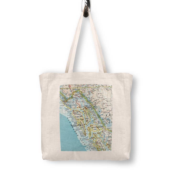 Alaska Inside Passage Cruise Map Reusable Canvas Tote Bag for wholesale by Daisy Mae Designs