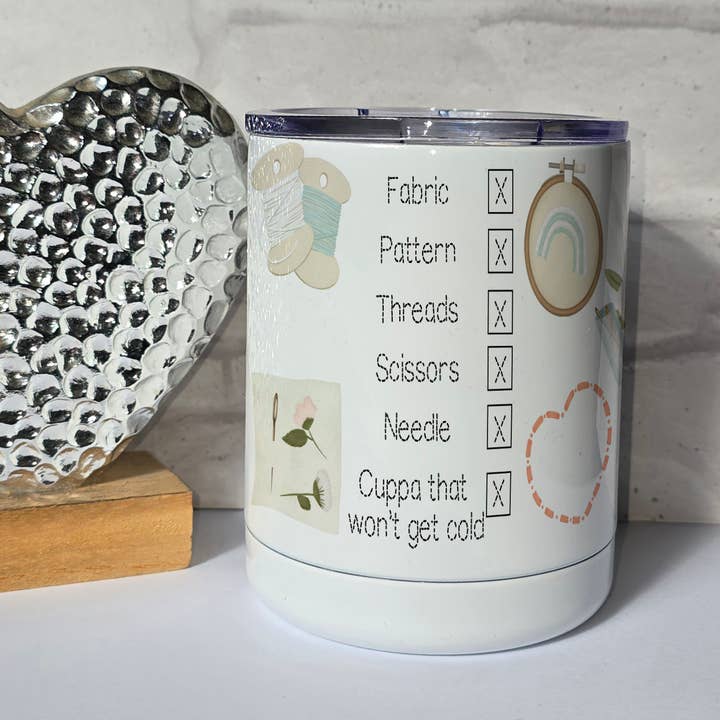 Cross Stitch 300ml insulated Tumbler for wholesale by Bluesky's Creation