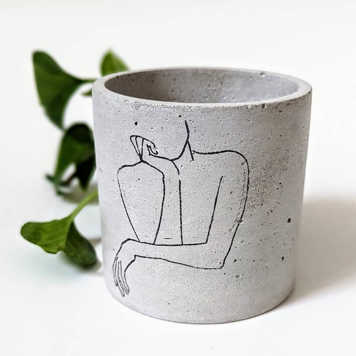 ForgottenProperty - Wholesale Plant pot - Rebecca Female Form Line Art Concrete Planter Candle Vessel0