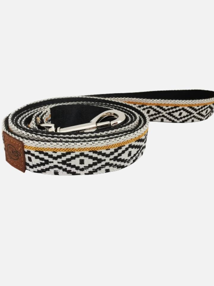 Chocolate Handmade Ethnic Pattern Dog Leash for wholesale by MUTT DOG & CO