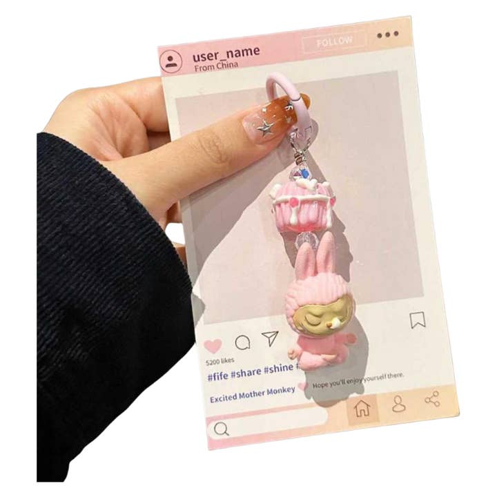 Auraquise - Wholesale Phonecase Strap - Labubu Lazy Yoga Series Plush Phone Strap – Trendy Bag & Phone Charm5