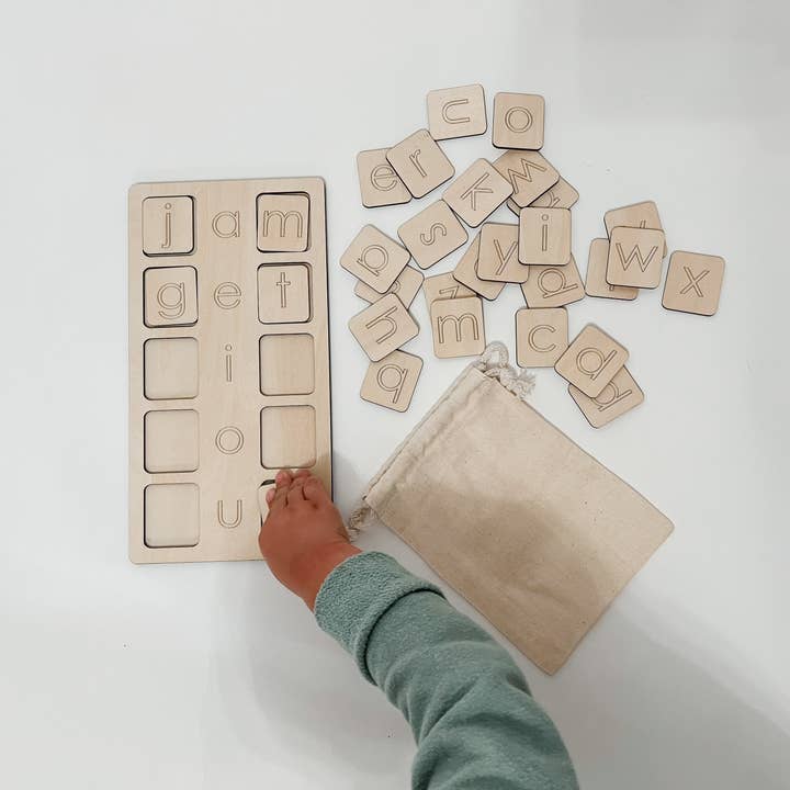 CVC Wood Word Board | Hands-On Phonics Tool for Ages 4–7 for wholesale by Story Boxes