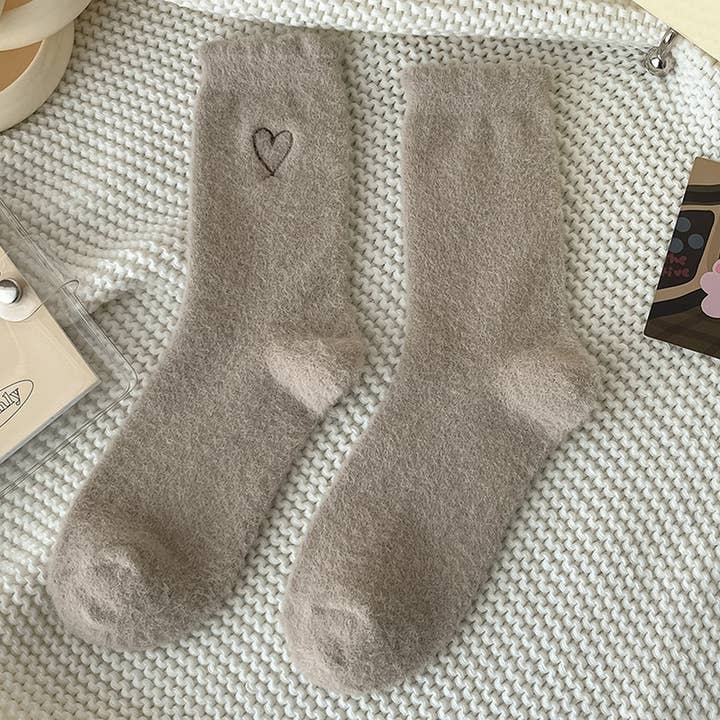 ACCITY - Wholesale Socks - Women's - Heart Plush Socks Women Winter Warm Cozy Home_CWMS028433