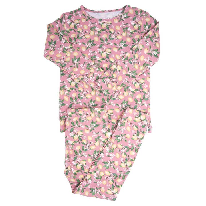 Pijama Big Kid, color rosa limón para venta al por mayor de Sweet Bamboo