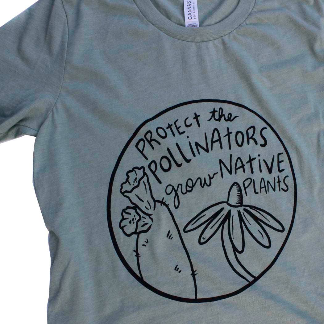 Yonder Studios - Wholesale Screen Printed T-Shirt - Unisex - Native Plants Shirt on Sage2