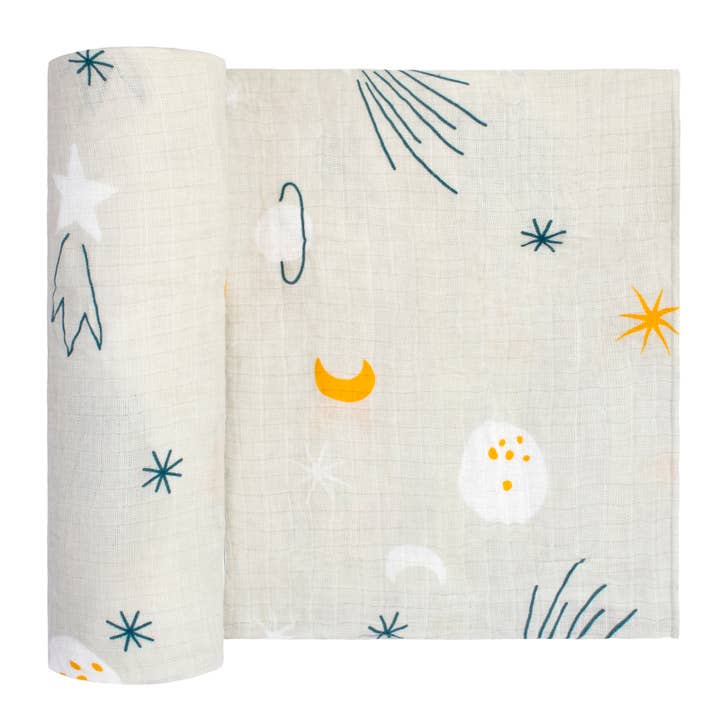 Adam Stork - Wholesale Swaddle - Baby - 100% Cotton Luxury Muslin Swaddle Receiving Blanket Galaxy1