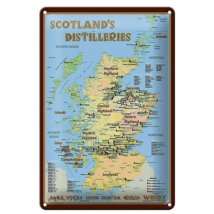 Tin Sign Alcohol 20x30 Scotland Distilleries Map and other Purchase Wholesale bio einzelhandler. Free Returns & Net 60 Terms on Faire trending on Faire.