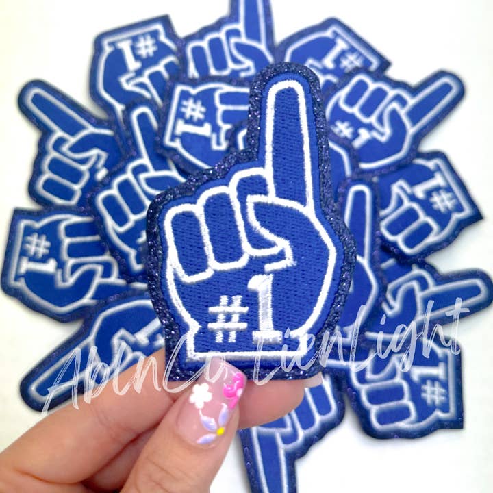 ABLNco - Wholesale Patch - royal blue #1 foam finger game day trucker hat patch iron on
