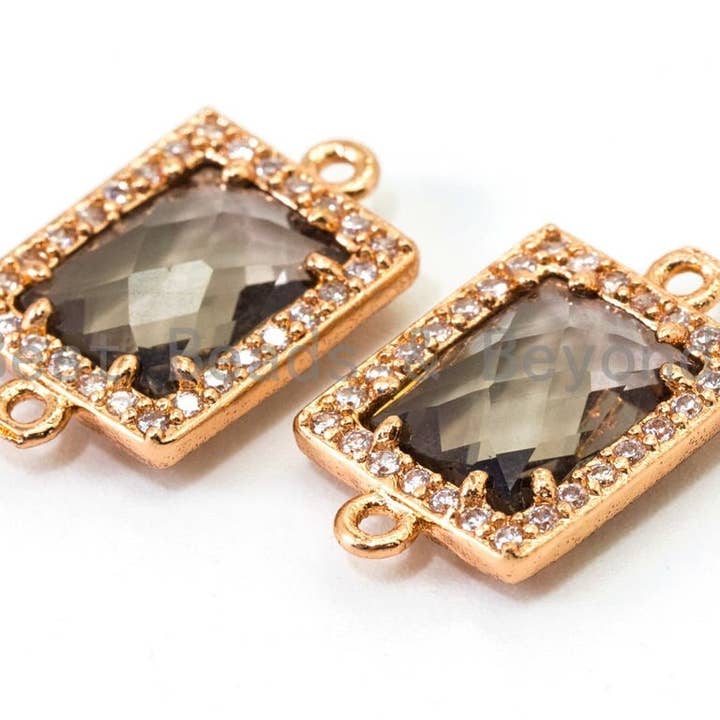 BestBeads&Beyond – wholesale Individual charm/pendant – Rectangle Connector with Faceted Crystal Beads, sku#A821