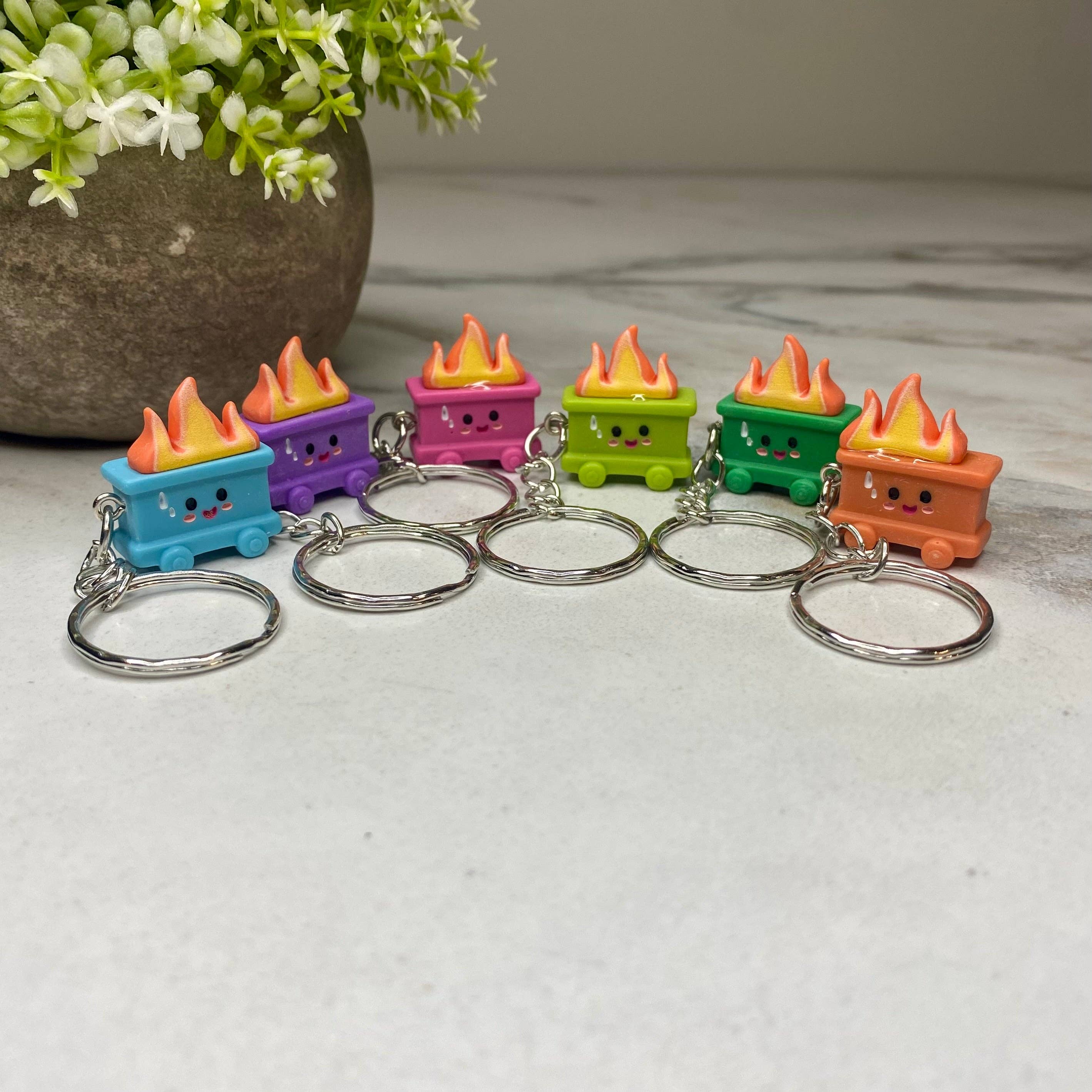 Hive Supply - Wholesale Keychain - Kids - Keychain Figurine - Mini Dumpster Fire Mix0