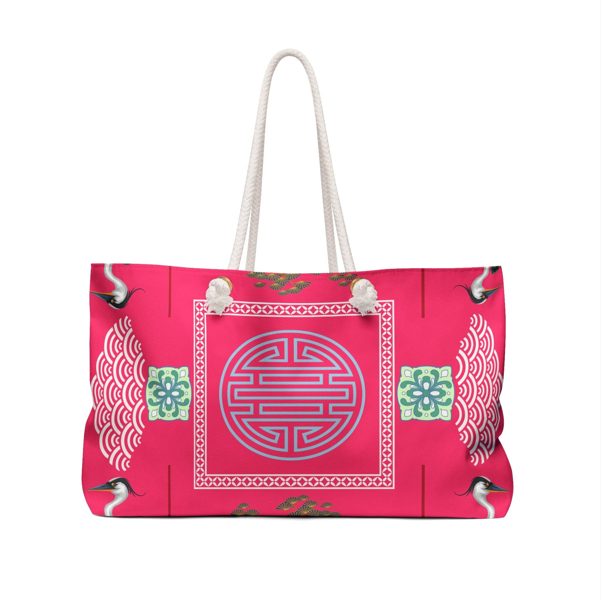 Market On Maple Ave – Saco de viagem - Mulher por atacado – Saco de Fim de Semana Mahjong com Garças Chinoiserie - Presente de Fim de Semana para Raparigas de Mahjong, Padrão Floral Loja de Antiguidades Mala de Viagem Tradicional1