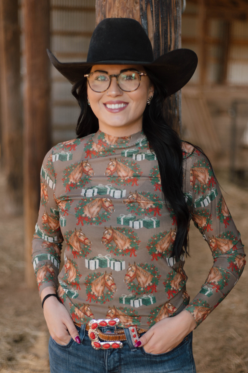 Sterling Kreek - Wholesale Blouse - Women's - Ribbons on the Range Mesh Top0