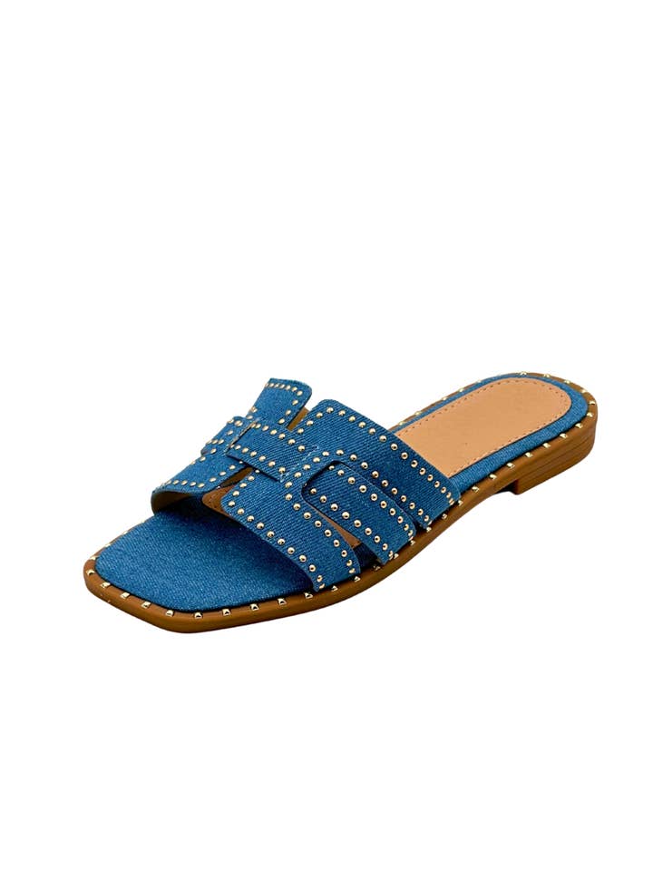 Stephan Paris - Wholesale Mules - Women's - Flat studded suede mules SS-1674
