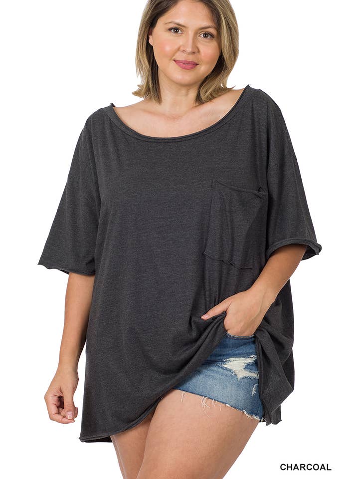 42POPS - Wholesale T-Shirt - Women's - ..Plus size Oversized Boyfriend Tee