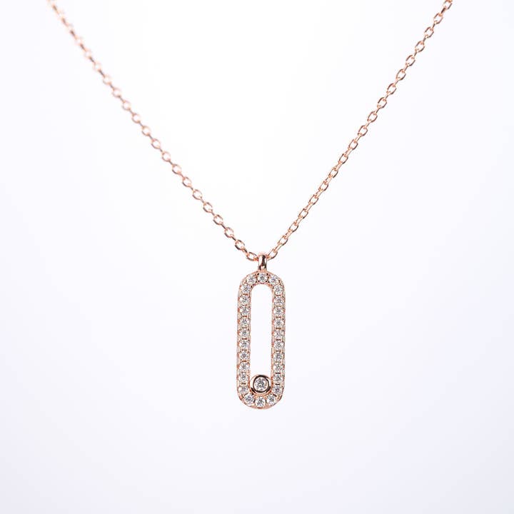 0.28CT Moissanite Pendant, 925 Silver Rose Gold Plated Rectangle Necklace for wholesale by Sparkile