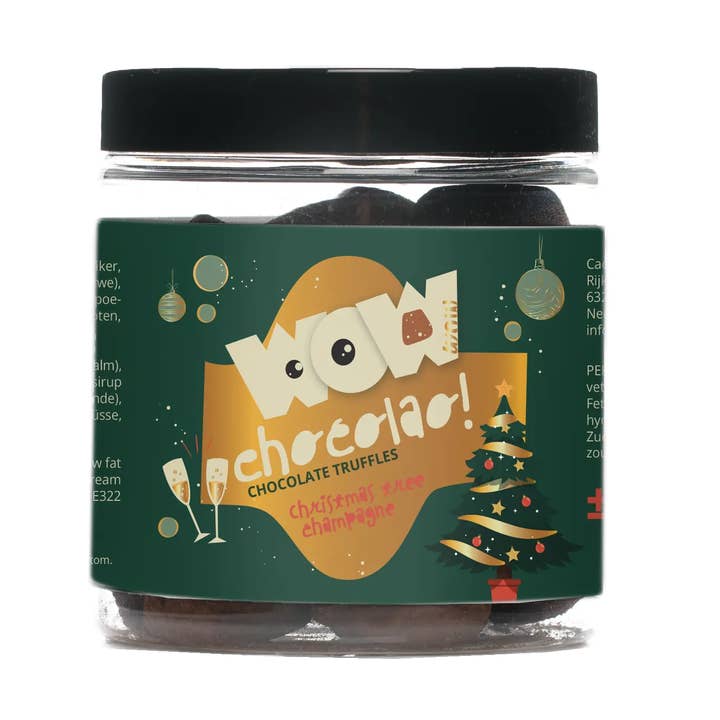 Champagne Chocolate Truffles - Christmas Edition - Gifting jar 130g for wholesale by WOW Chocolao!