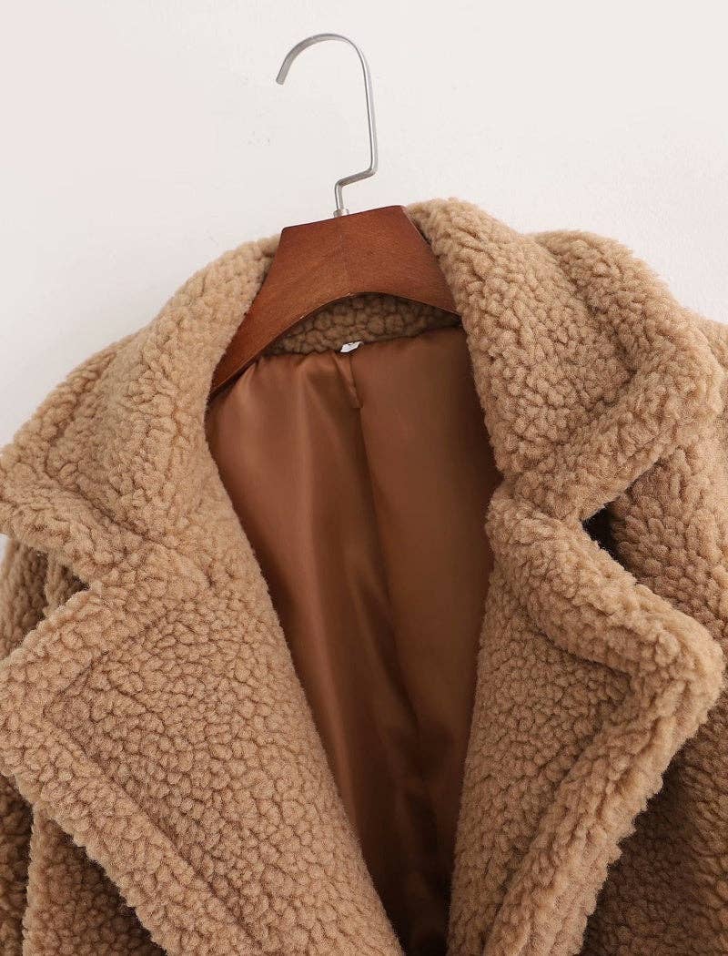 safistyle - Wholesale Fur/Faux Fur Coat - Women's - Teddy Coat with Notched Lapels6