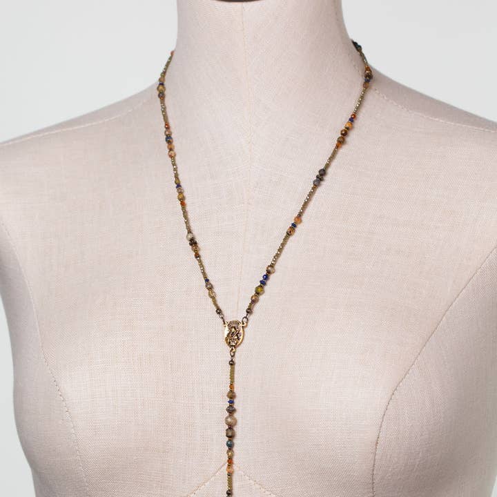 Anne Vaughan Designs Jewelry - Wholesale Beaded/Pearl Necklace - Sacred Heart 21-23" Lapis, Czech Glass Statement Necklace2