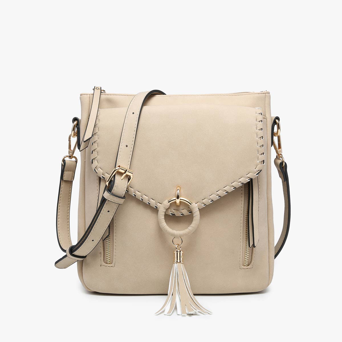 Jen & Co. - Wholesale Crossbody Bag - Women's - M2347 Layla Faux Suede Whipstitch Crossbody w/ Tassel5