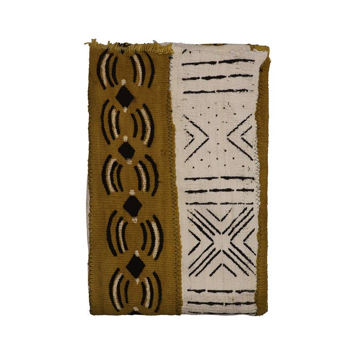Mud Cloth Textiles | Mustard & White Stripes for wholesale by Luangisa African Gallery