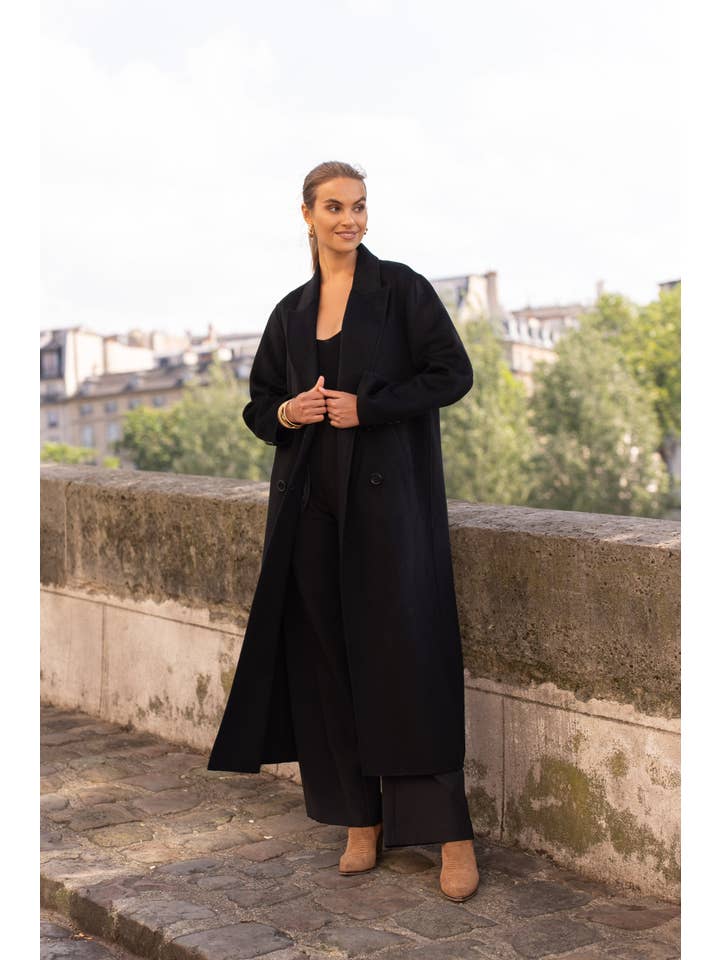 Attentif Paris - Wholesale Coat - Women's - Extra-long oversized hand-sewn wool blend coat22